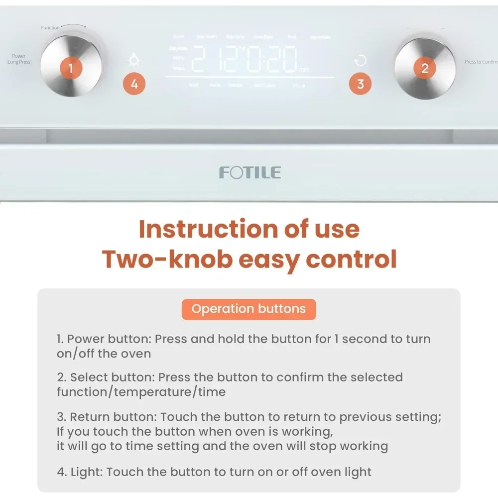 4-in-1 Countertop Convection Steam Oven, Air Fryer, Dehydrator with True Convection Bake, Steam-Bake, Broil, 40 6