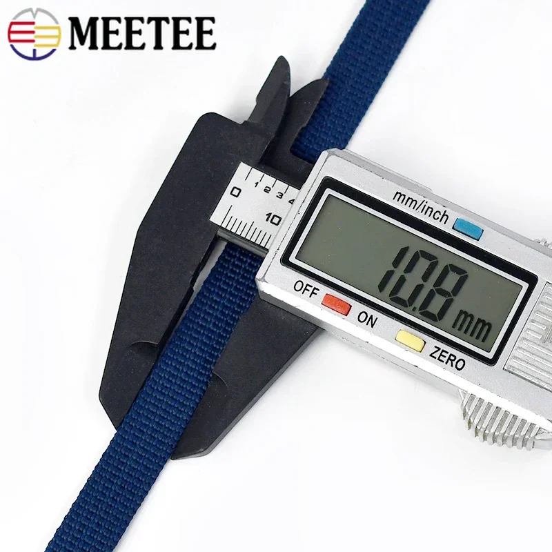 1Rroll=45M Meetee 10mm Nylon PP Webbing Tape Colored Ribbon Backpack Bag Strap Belt Sewing Woven Bias Binding Band Garment Craft