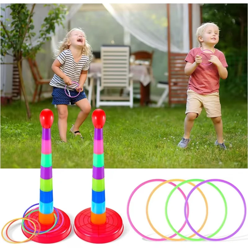 Children Outdoor Fun & Toy Sports Circle Ferrule Stacked Layers Game Parent-Child Interactive Ferrule Throwing Game Kids