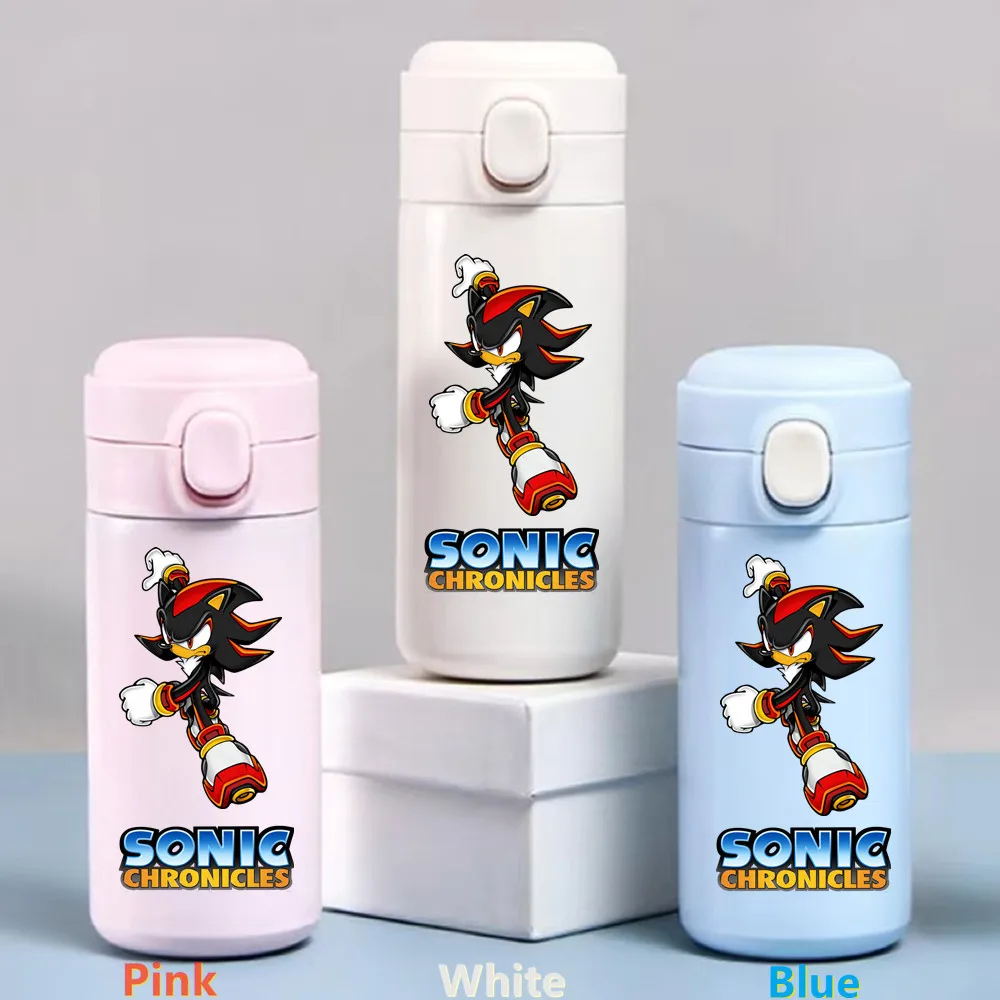 thumbnail image 1 of Taza de agua de acero inoxidable Sonic The Hedgehog de 320/420 ml, a prueba de fugas, termo de vacío, portátil, para viajes, taza para beber con dibujos animados para niños, 1 of 5