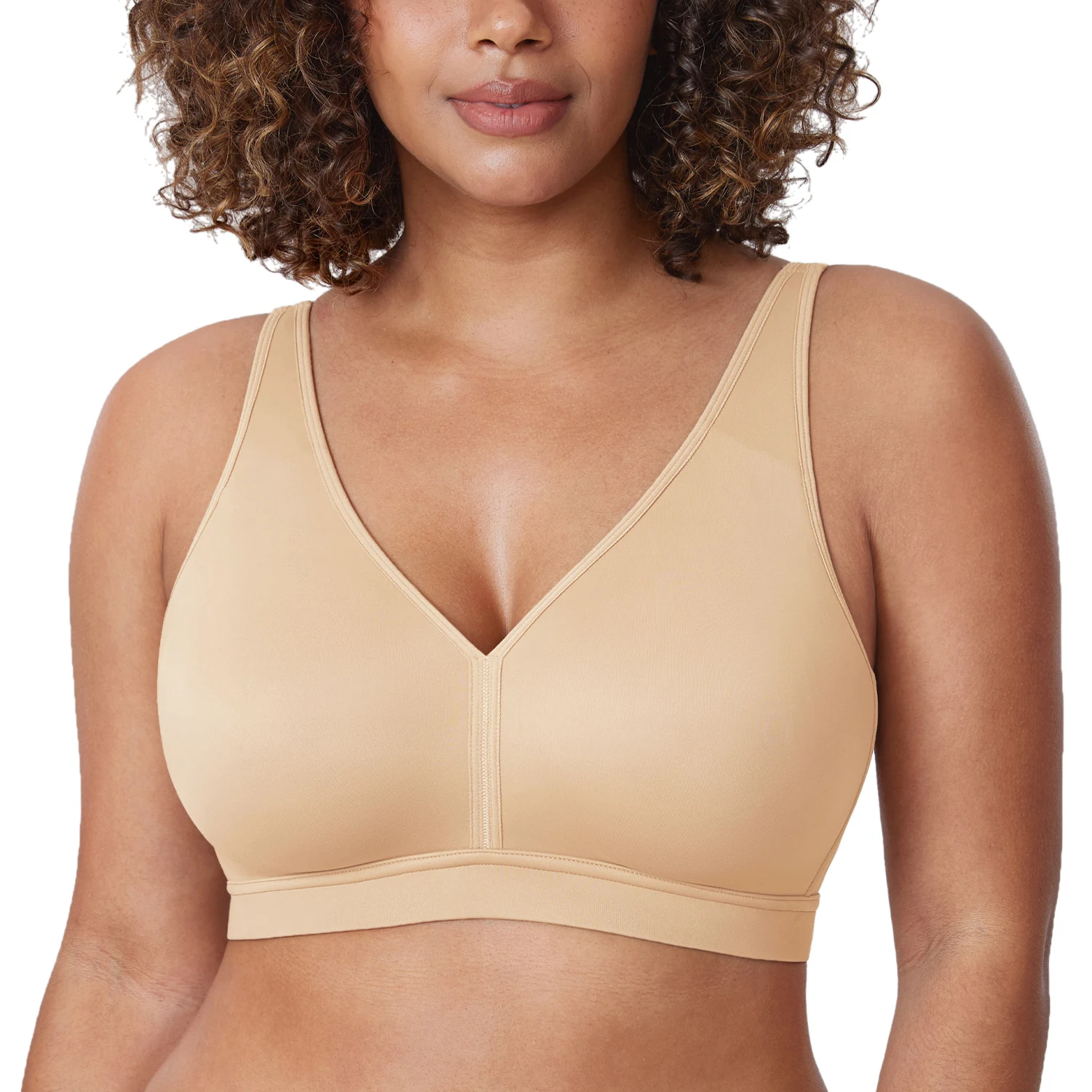 Women's Wireless Bra Plus Size Full Coverage Unlined Support Comfort No Underwire Smooth B C D DD E F