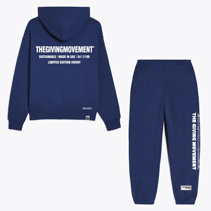 THEGIVINGMOVEMENT Loose Hoodies 2 Piece Set Casual Fashion Long Sleeve Sweatshirt Pants Suit for Men and Women 6