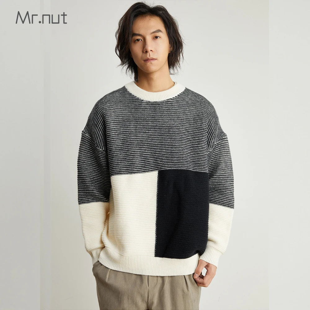 

Mr.nut Striped Korean Knitwear Black Men's Luxury Winter Clothing Men Oversize Sweater Male Y2k Vintage Yarn Pullovers Jumper