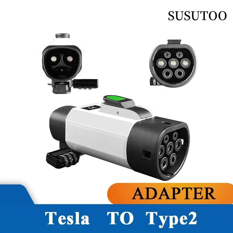 EV Charging Adapter 32A Tesla To Type2 EV Adaptor 240V EVSE Connector IEC 62196-2 Electric Vehicle Charger Adapter