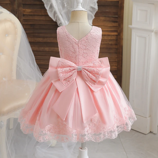 Vestido Infantil de Festa - Princesa Laço Rosa