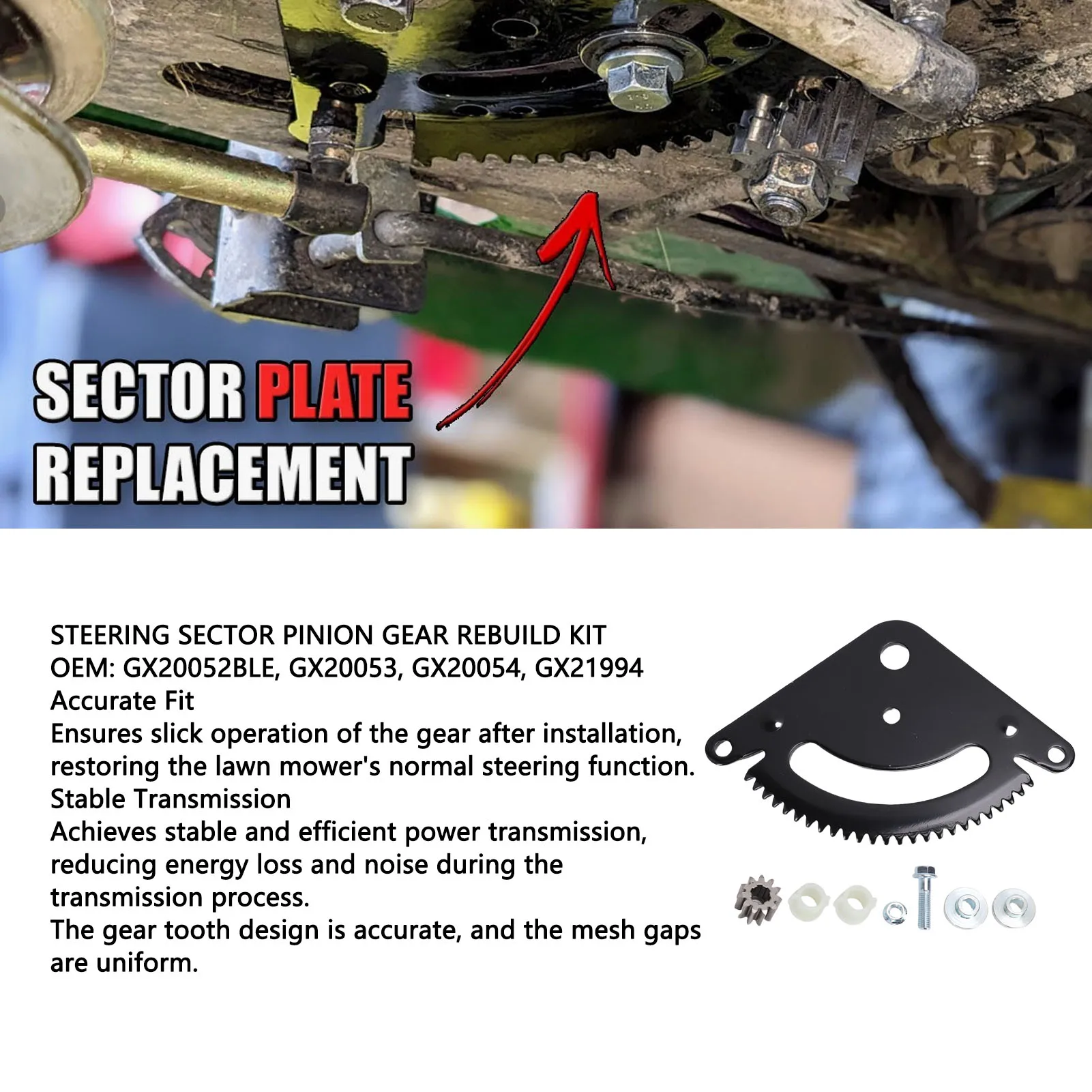 Steering Sector Pinion Gear Kit GX20052BLE Accurate Stable Replacement for L100 L105 L107 L110 L118 L108 L110 G110 L130 L120