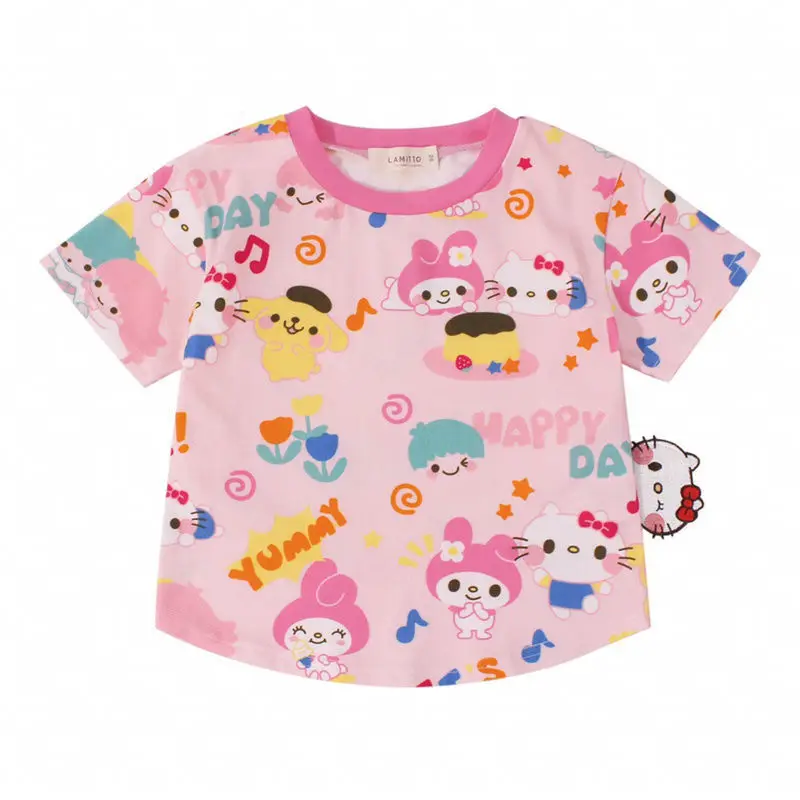 thumbnail image 1 of Hello Kitty ropa para niños niña bebé dibujos animados Tie-Dye manga corta novedad de verano algodón cómoda camiseta para niños, 1 of 4
