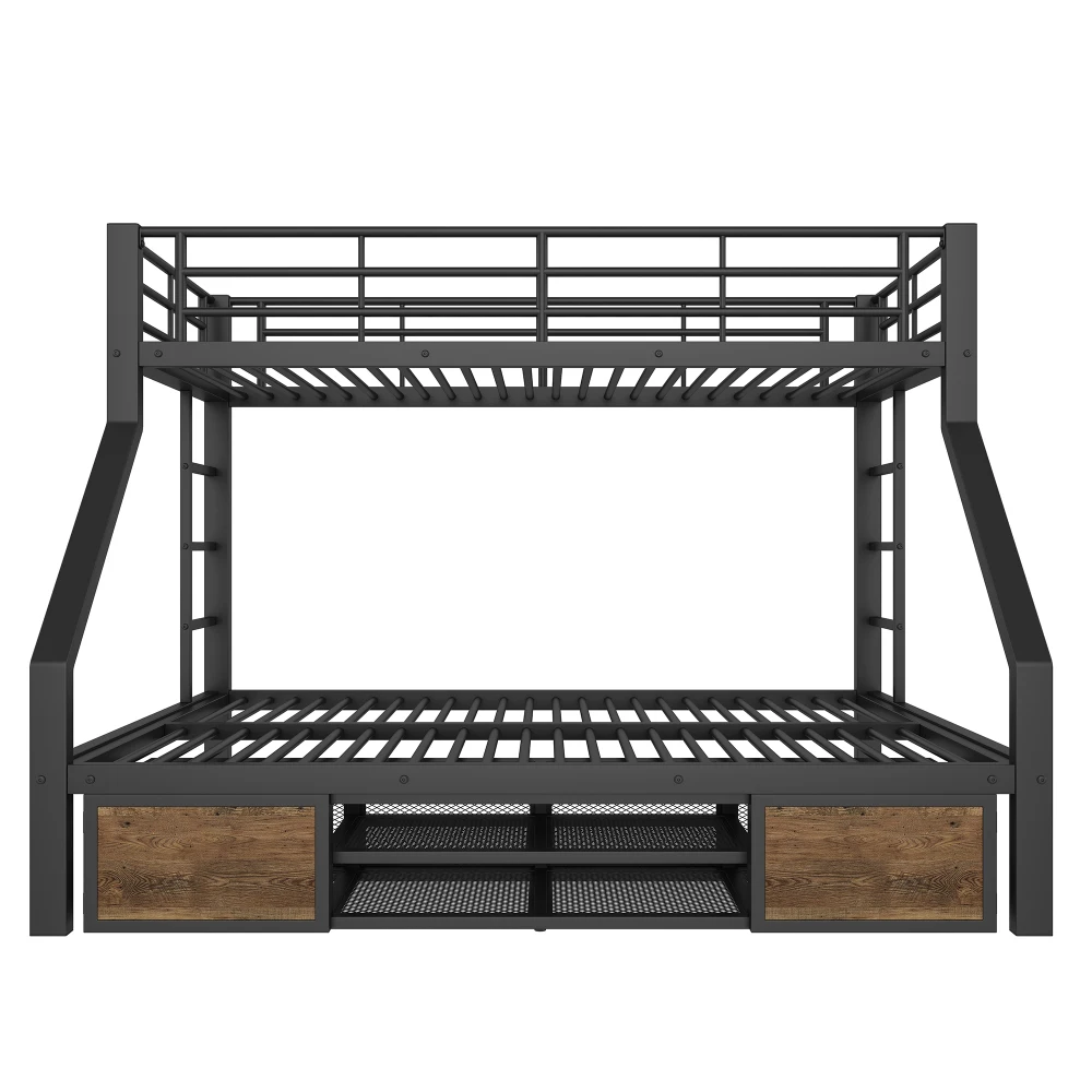 Multifunktionales Etagenbett 90 x 200/140 x 200 cm – integrierter Schuhschrank und Aufbewahrungsfächer, Sicherheitstüren + Leiter, ohne Matratze – Detail 27