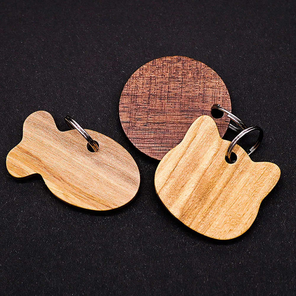 

50PCS Dog Tags Wooden Personalized Pet Dog Cat ID Tag High Quality Wood Nameplate Name Tags for Dogs Cats Pendant Engraving
