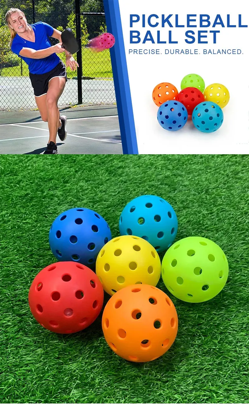 Eine Auswahl an farbigen Pickleball-Bällen für den Außenbereich