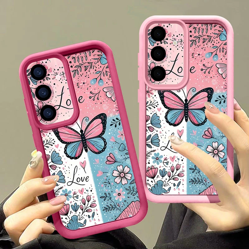 Blue Pink Butterfly Floral Phone Case