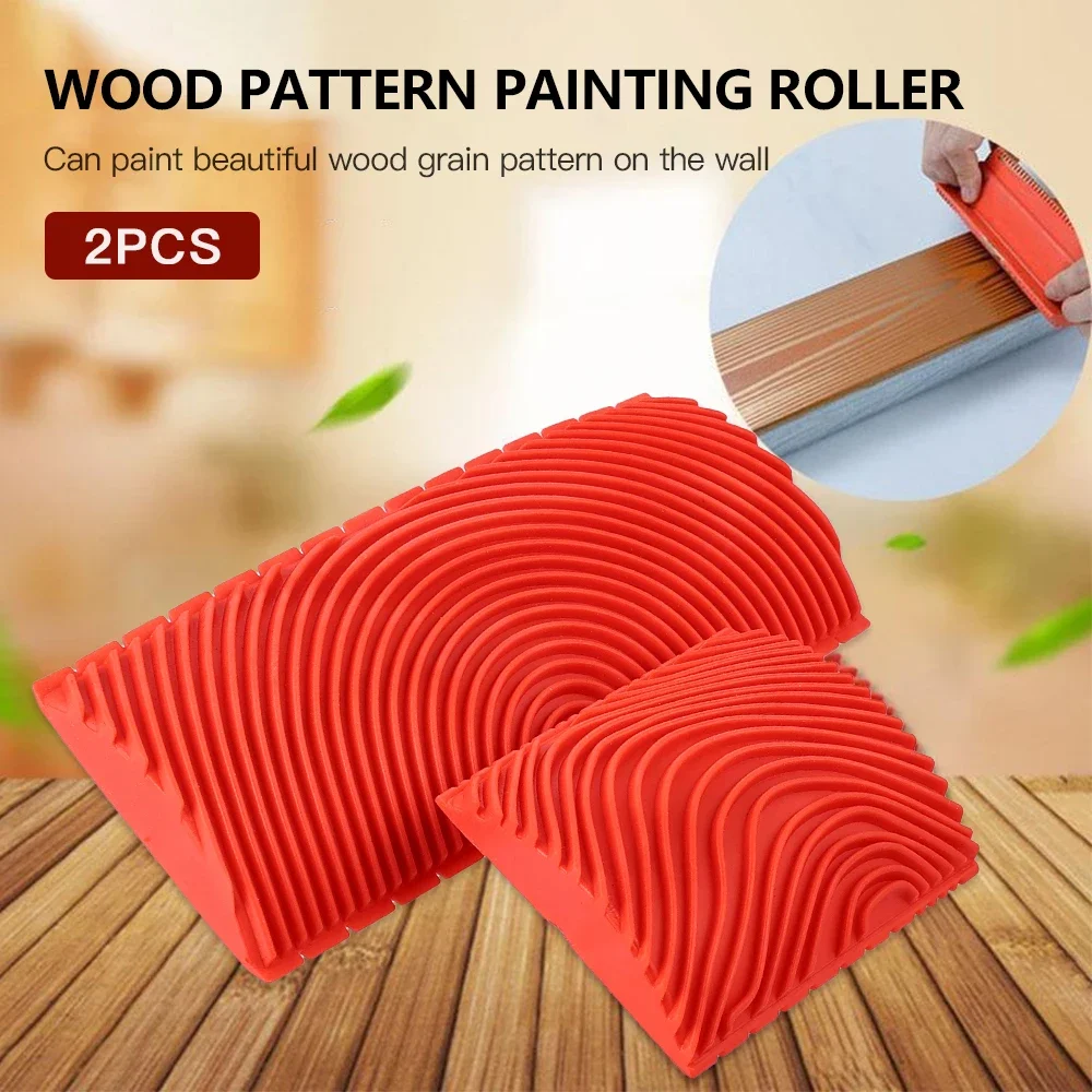 2PcsRubberGrainPaintingRollerWoodTextureWallPaintingHome