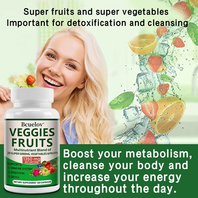 Bcuelov Vegetable and Fruit Supplement -1350 Mg - Supports Immune, Digestion, Detoxification - 120 Capsules 4