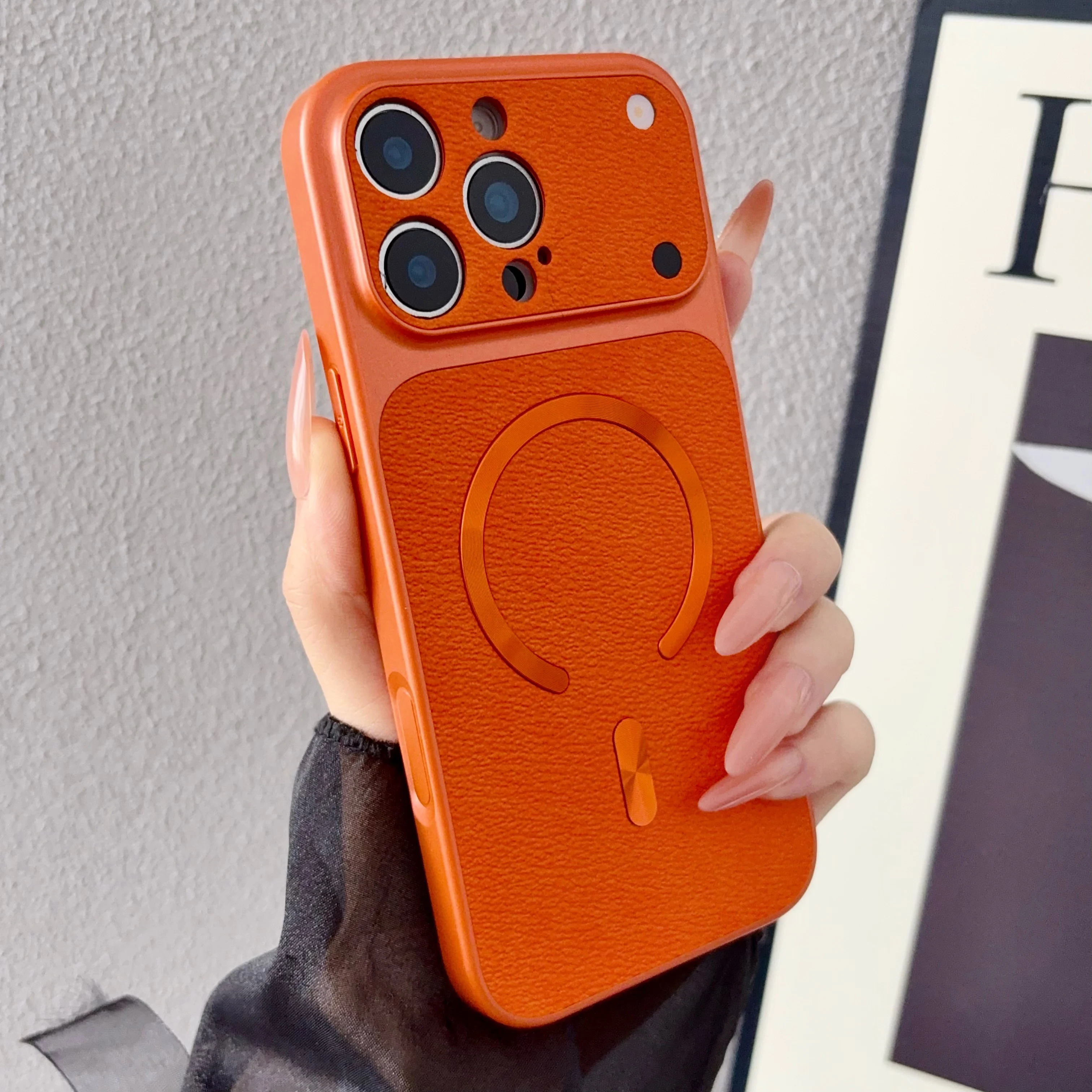 Luxury PU Leather Magnetic Phone Case with Shockproof Matte Finish