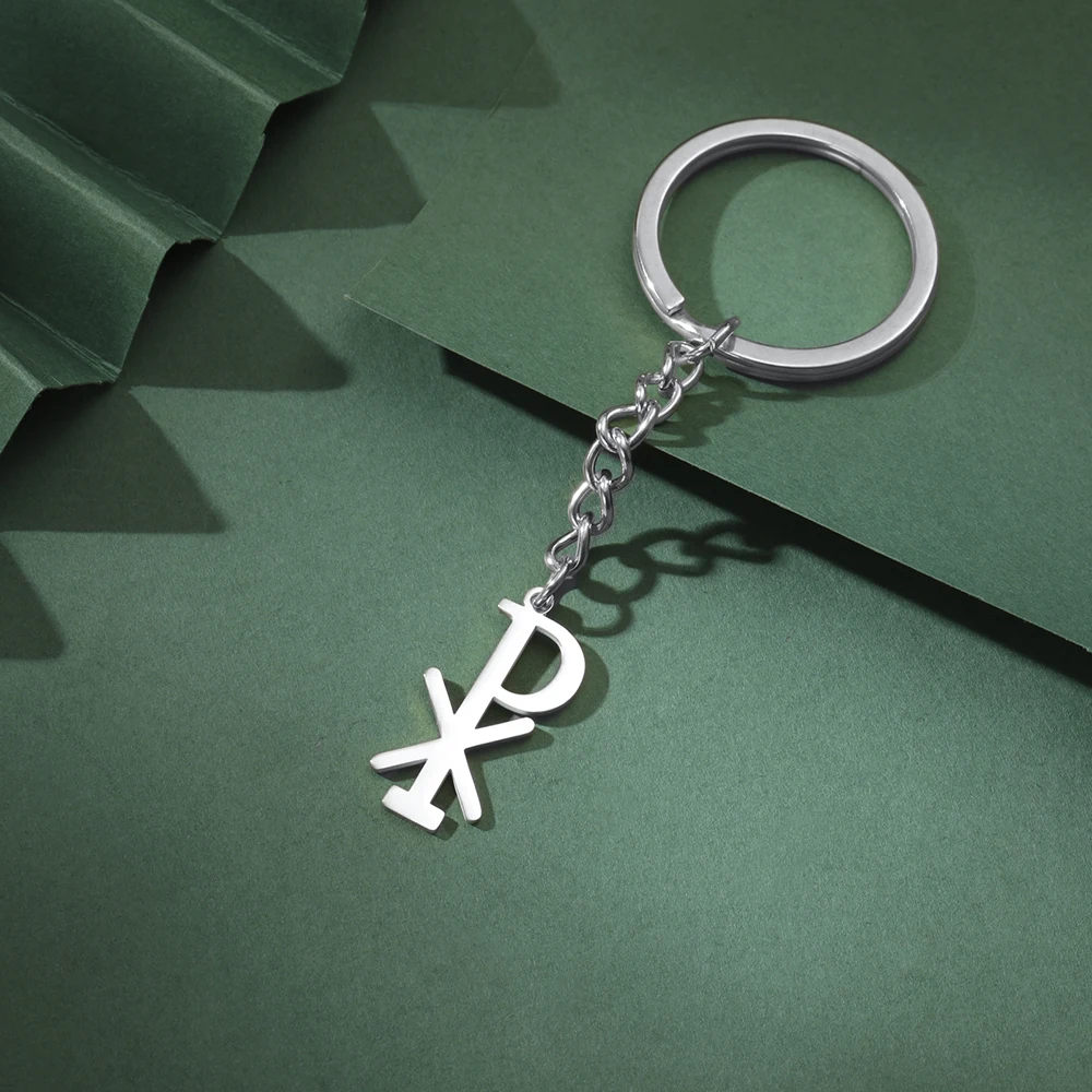 Dawapara Antiker Chi Rho Symbol Schlüsselanhänger Religiöses Christogramm Monogramm Anhänger Edelstahl Schmuck Geburtstagsgeschenk – Detail 7