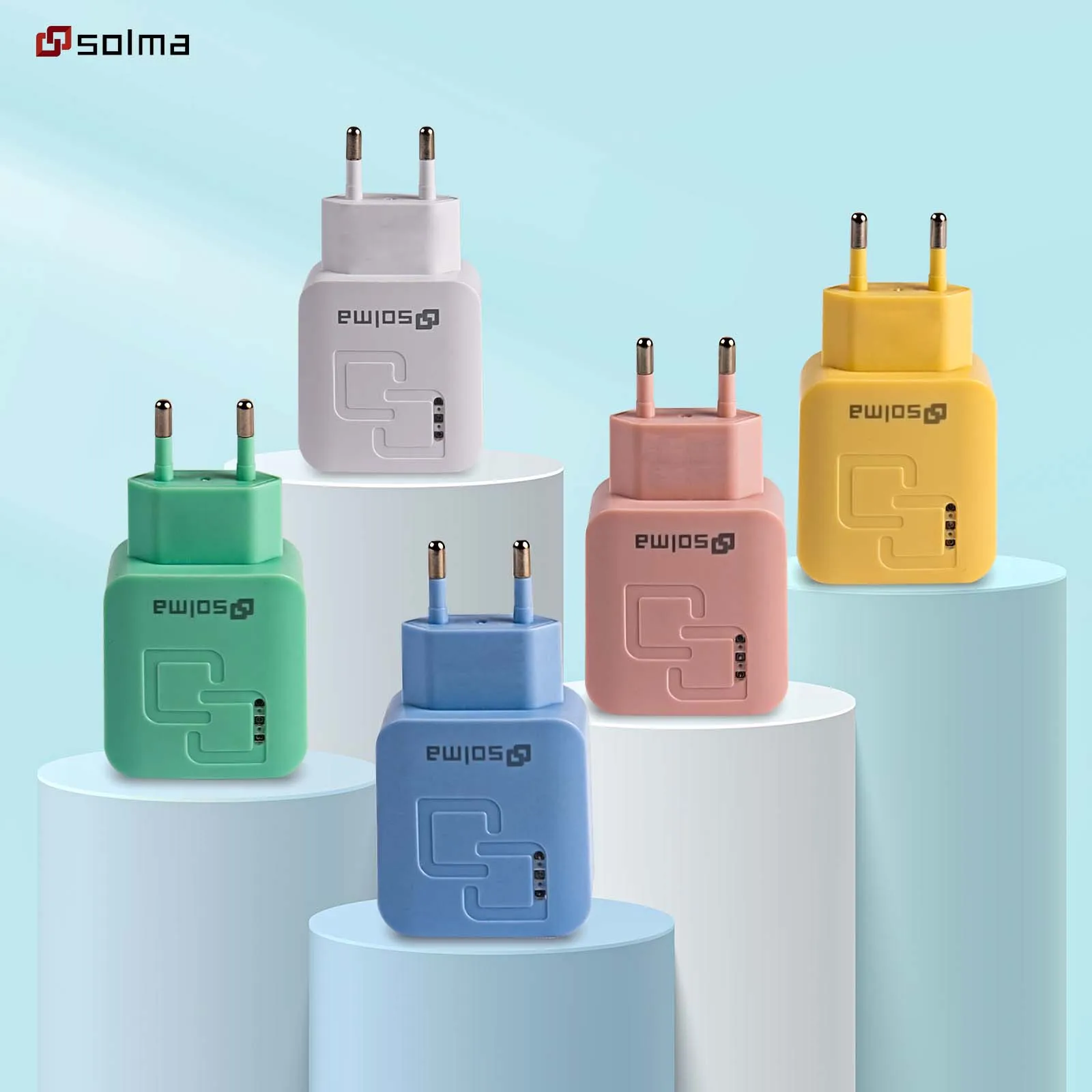 휴대 전화 여행용 충전기 용 어댑터 충전 표시기 여행용 멀티 지능형 헤드 발광 포트 배터리 충전기