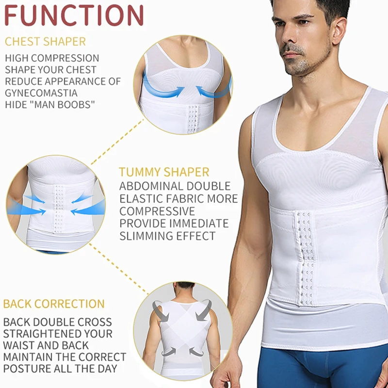 Men Ultra Lift Undershirt Vest Body Slimming Tummy Shaper Shapewear Waist  Girdle