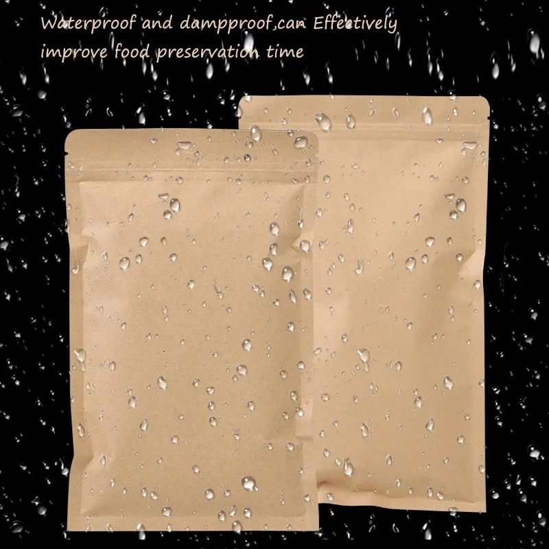 Kraft Paper Foil-Lined Zip Lock Heat Seal Bags
