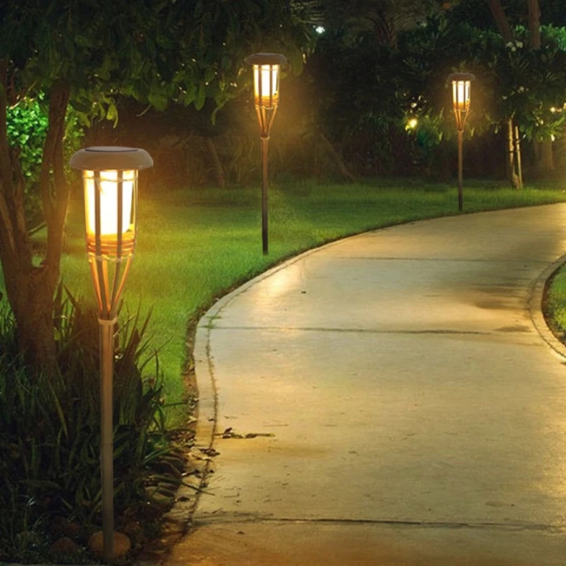 

Solar Lawn Lamp Flame Light Outdoor Garden Pathway Waterproof Automatic On/Off Torch Light Led Bamboo Solar Garden Flame Lights
