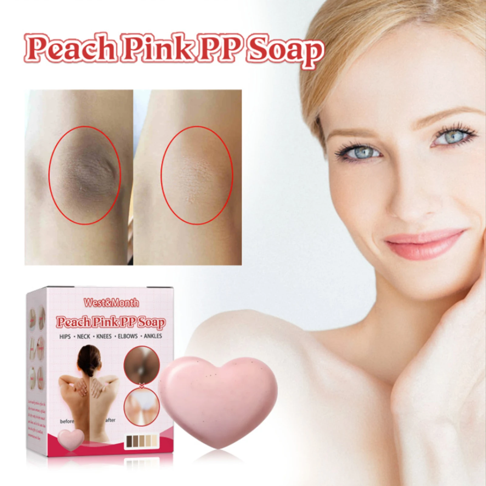 

Peach Pink PP Soap Whitening Exfoliation Remove Melanin Improve Dullness Yellowing Moisturizing Rejuvenate Delicate Smooth Skin
