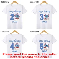 Disney Lilo & Stitch Happy Birthday Kids T-shirt Girls Clothes 1 2 3 4 5 6 7 8 9 Years Boys Funny T Shirt Children's clothing 1