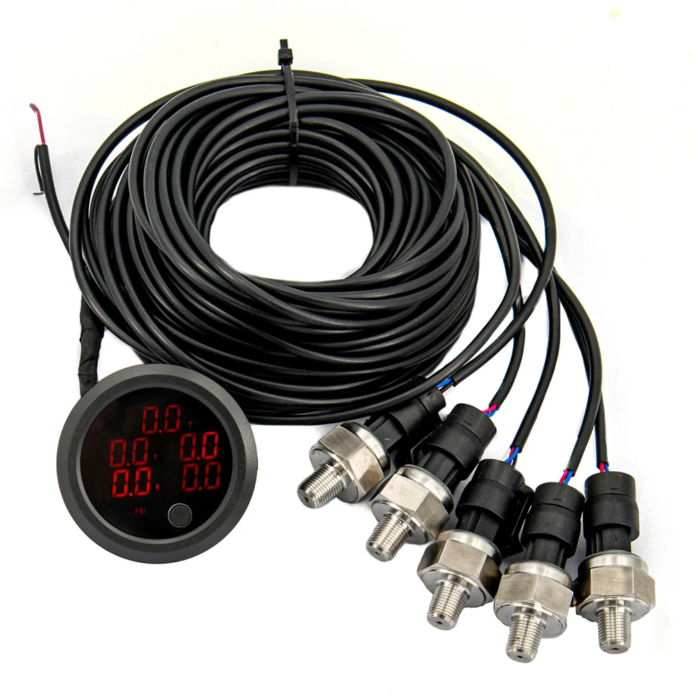 Universal LCD Five Pressure Air Pressure Gauge BAR PSI Air Suspension