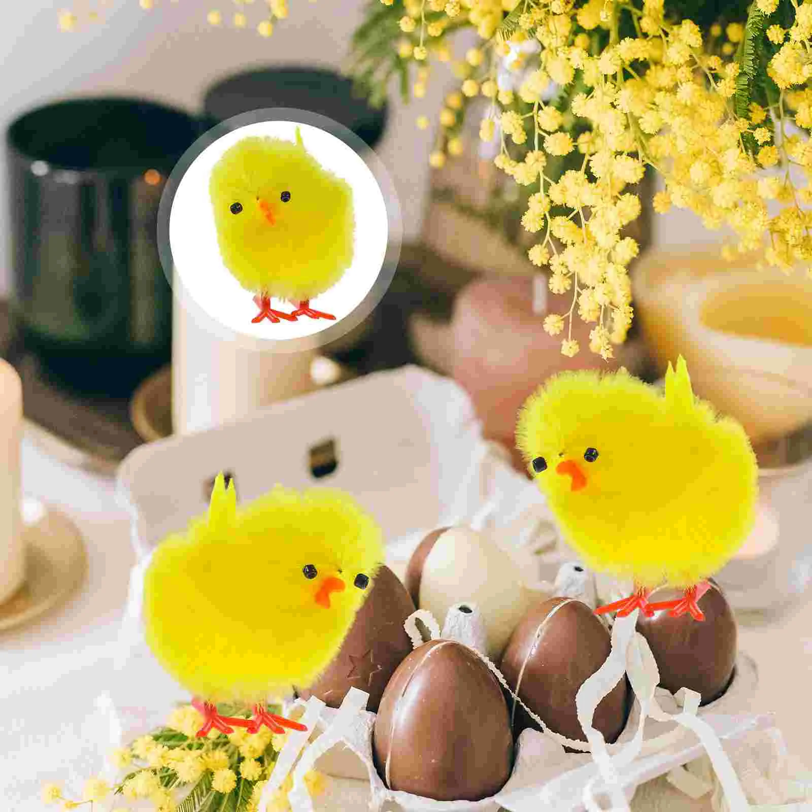 

36 Pcs Plush Chick Ornaments Modes Plastic Animal Models Eggs Poultry Decorations Figurines Adornments Crafts Child Toy