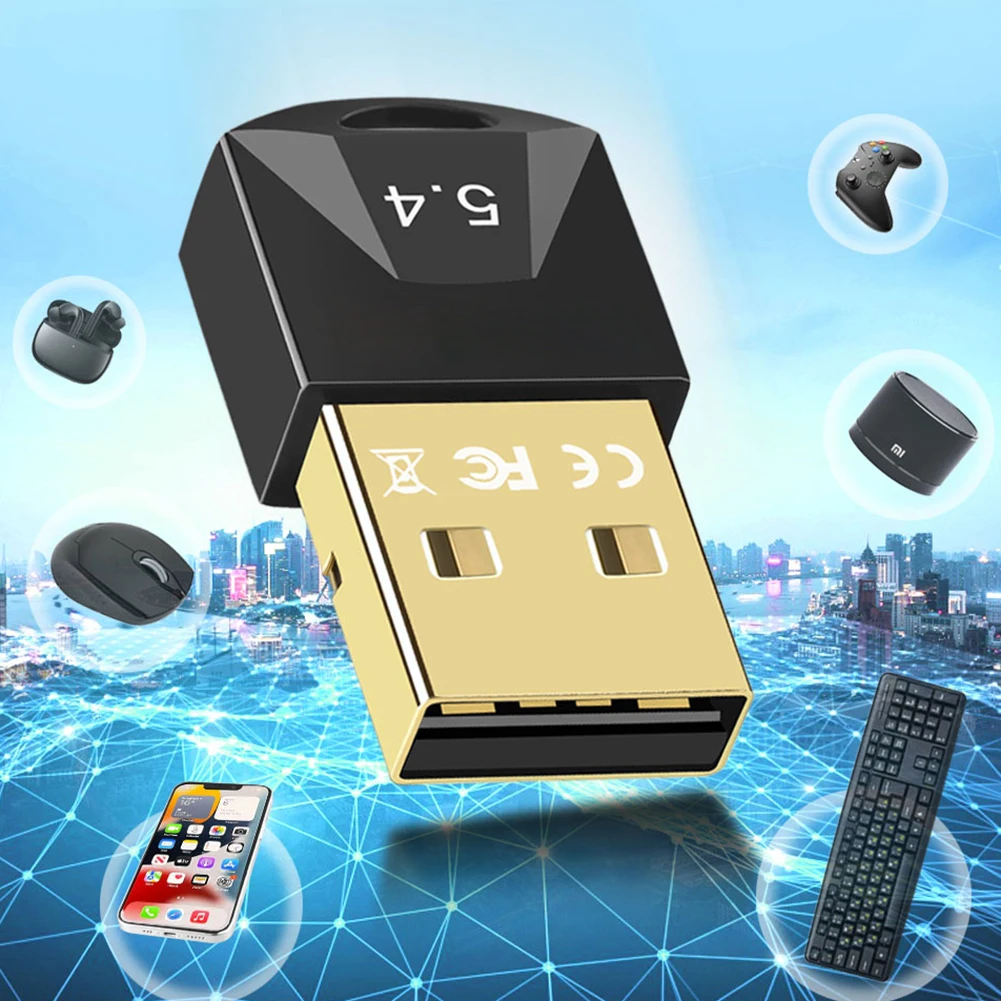 USB 블루투스 호환 5.4 어댑터, 무선 동글 드라이버 프리 지원, 컴퓨터 데스크탑 노트북용, Windows 11, 10/8.1