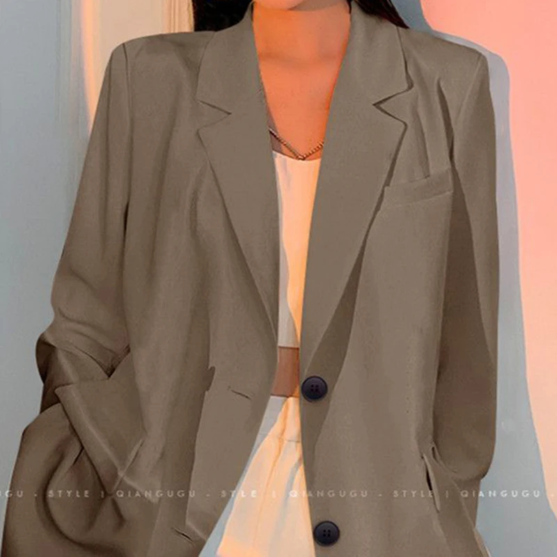 White suit jacket, women's high-end feeling, spring and autumn thin Korean  loose design, long sleeved casual small suit