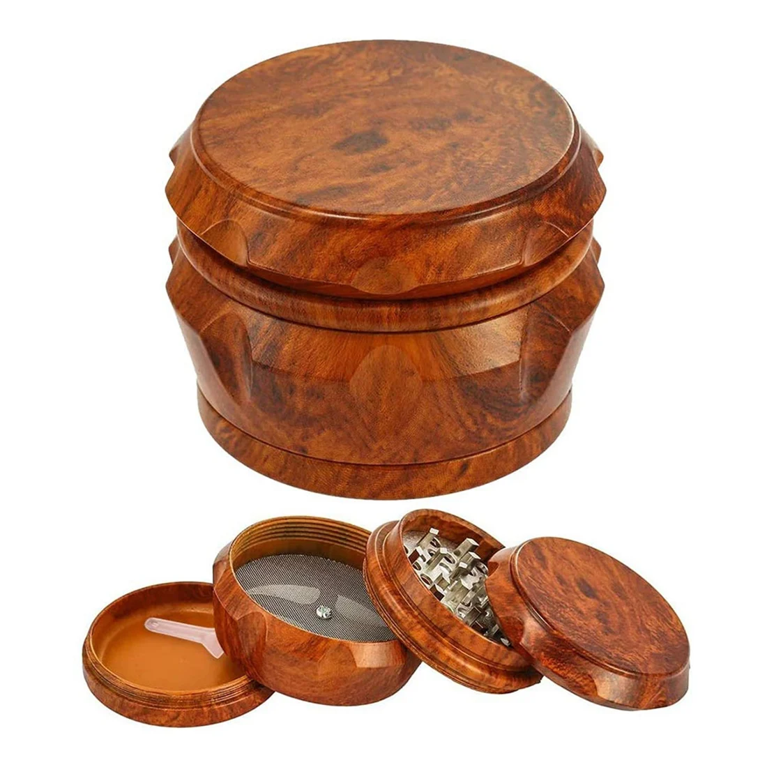 Wooden Grinder Large Capacity 4-Layer Grinder with Pollen Scraper Suitable for Home Kitchen Brown nut spice grinder herb grinder herb spice grinder