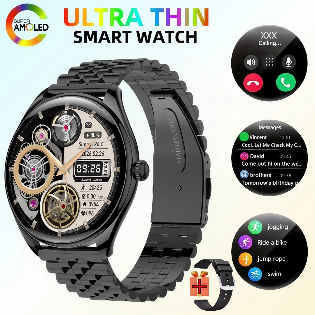 Montre connectée Homme avec Appel Bluetooth, 1,39" AMOLED Smartwatch