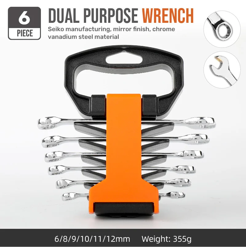 

Ratcheting Combination Wrench Set Metric Wrench Set Tooth Gear Ring Torque Universal Key Wrenches Double-head Set for Car Repair