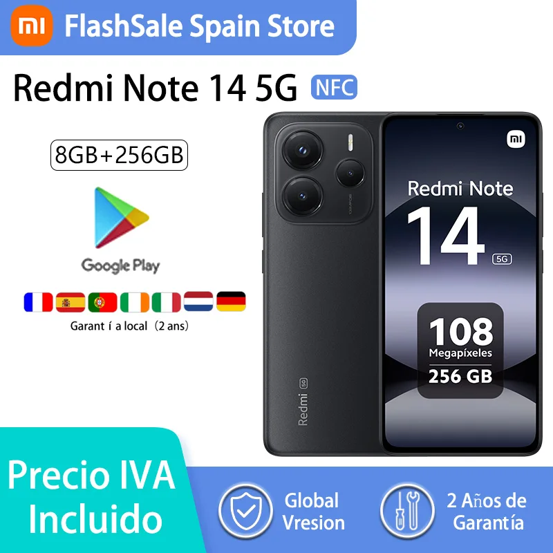 XIAOMI Redmi Note 14 5G Smartphone 8+256GB 108MP MediaTek Dimensity 7025- Ultra 120Hz Eye-Care Display 5110mAh Akku