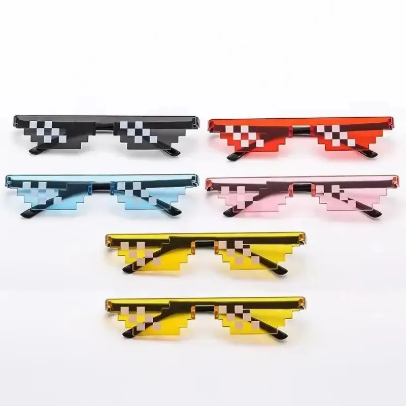 NEW Mosaic Sunglasses Trick Toy Thug Life Glasses Deal With It Glasses Pixel Black Mosaic Sunglasses Cool Jokes Funny Toys