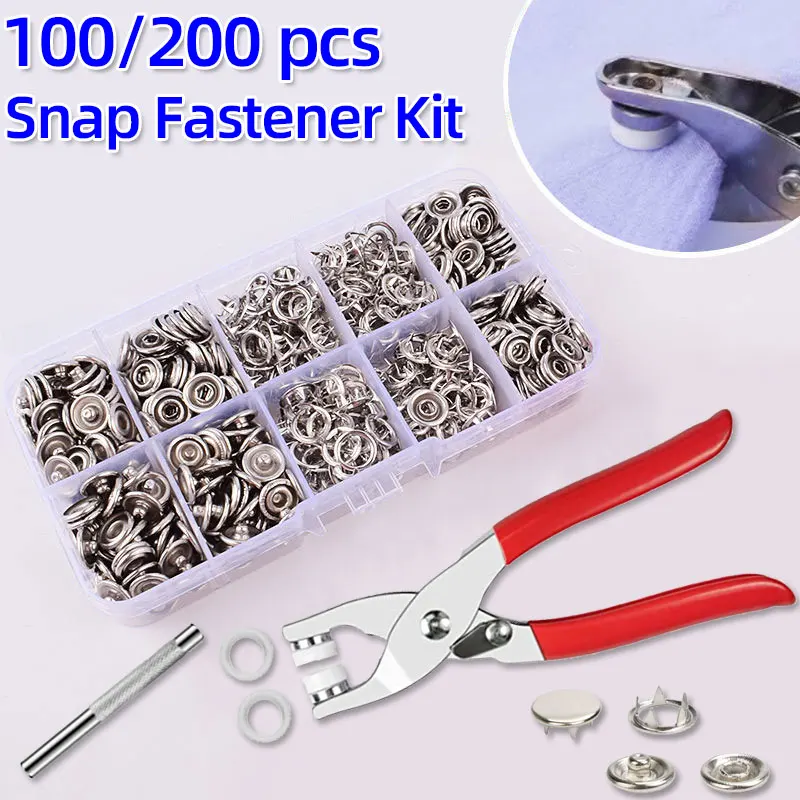 Metal Snap Buttons with Fastener Pliers Tool Kit DIY Craft Supplies