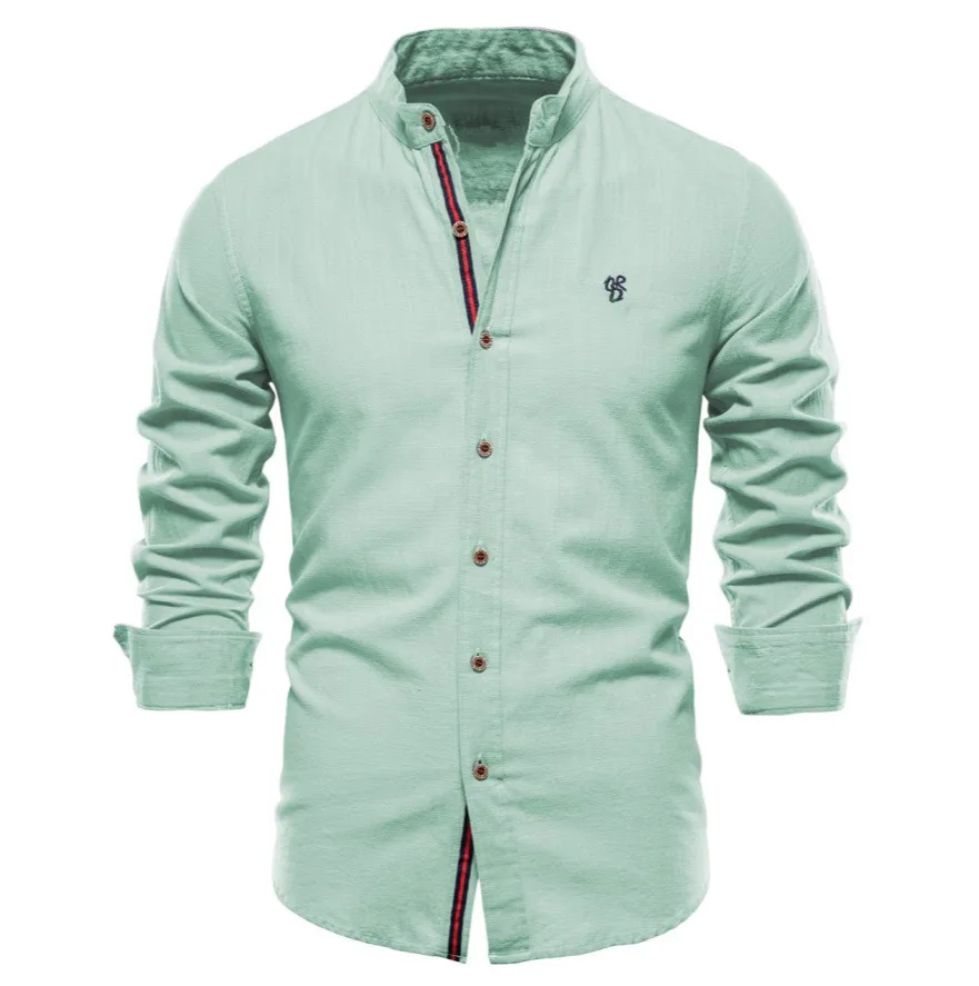 

Mens High Quality Embroidery Label Cotton Linen Shirt Fashion New Trendyol Luxury Long Sleeve Shirts For Men Camisa Social 셔츠