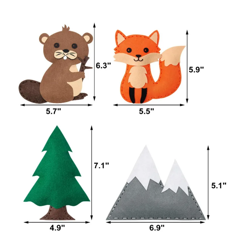 Woodland Creatures Safari Stuffed Animals Felt Plush Animals DIY Wool Felt Educational Toys Handmade Felt Baby Toys