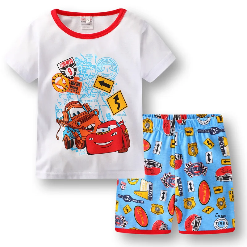 thumbnail image 1 of Pijamas de Disney Pixar Cars para niños, ropa de dormir de algodón de manga corta, 95 coches, regalo para niños, 1 of 4