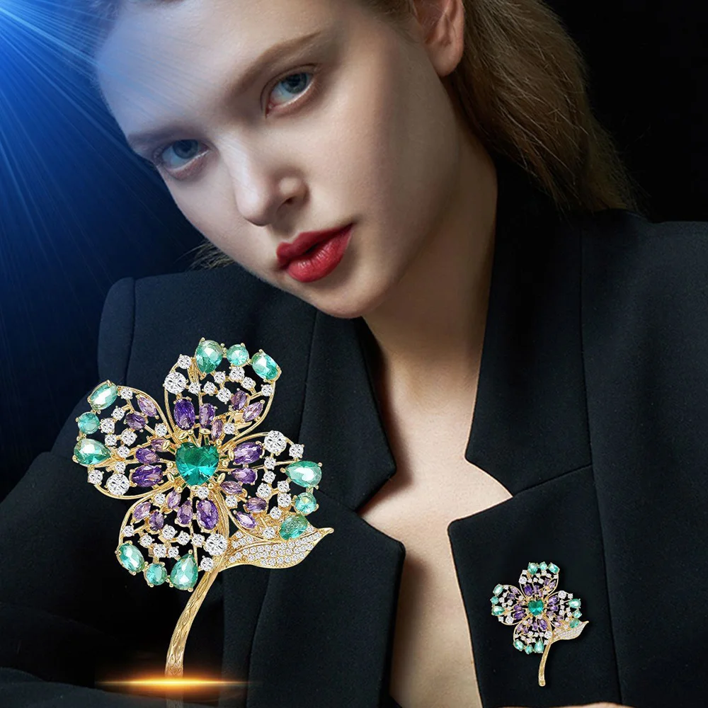 

Броши в виде цветка с кристаллами, роскошные украшения, булавки для лацканов, модные украшения