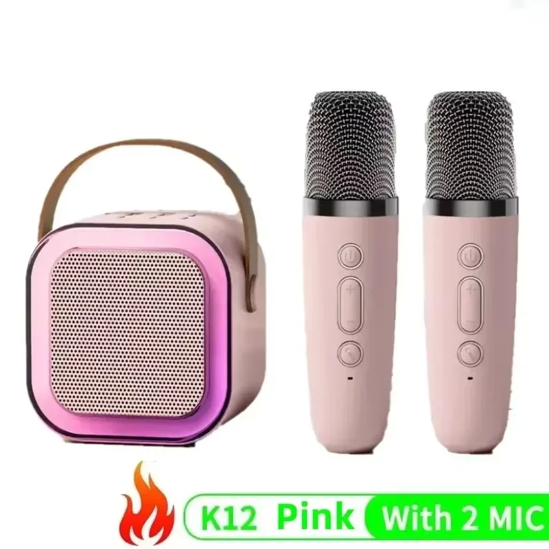 Bluetooth k12 máquina de karaokê portátil 5.3 sistema de alto-falante pa com 1-2 microfones sem fio casa família cantando presentes das crianças