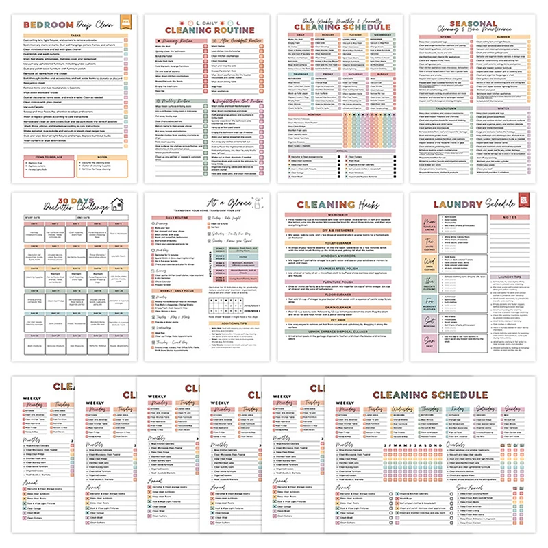 새로운 청소 플래너: ADHD가 있는 성인, 여성, 어린이를 위한 가정용 일일 청소 일정 및 체크리스트 정리 노트