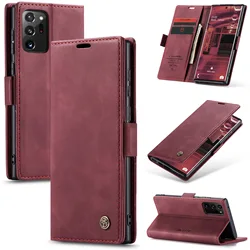 Vintage Magnetic Leather Flip Wallet Case with Card Slots - Galaxy Buddy 4 (Red)