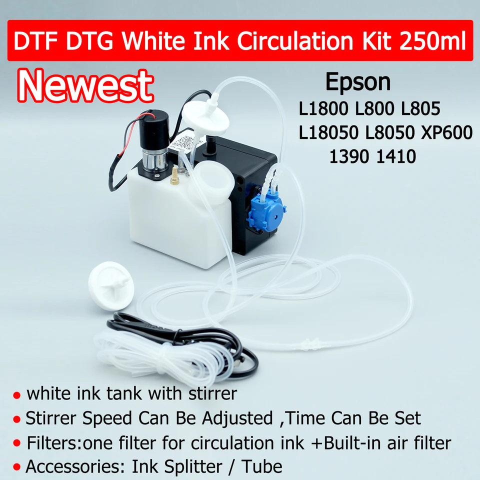 Système De Circulation D'encre Blanc DTF CISS - Compatible Imprimantes Epson L1800, L800, L805, L810, L850 - Sans Amortisseur, Réservoir 250ml