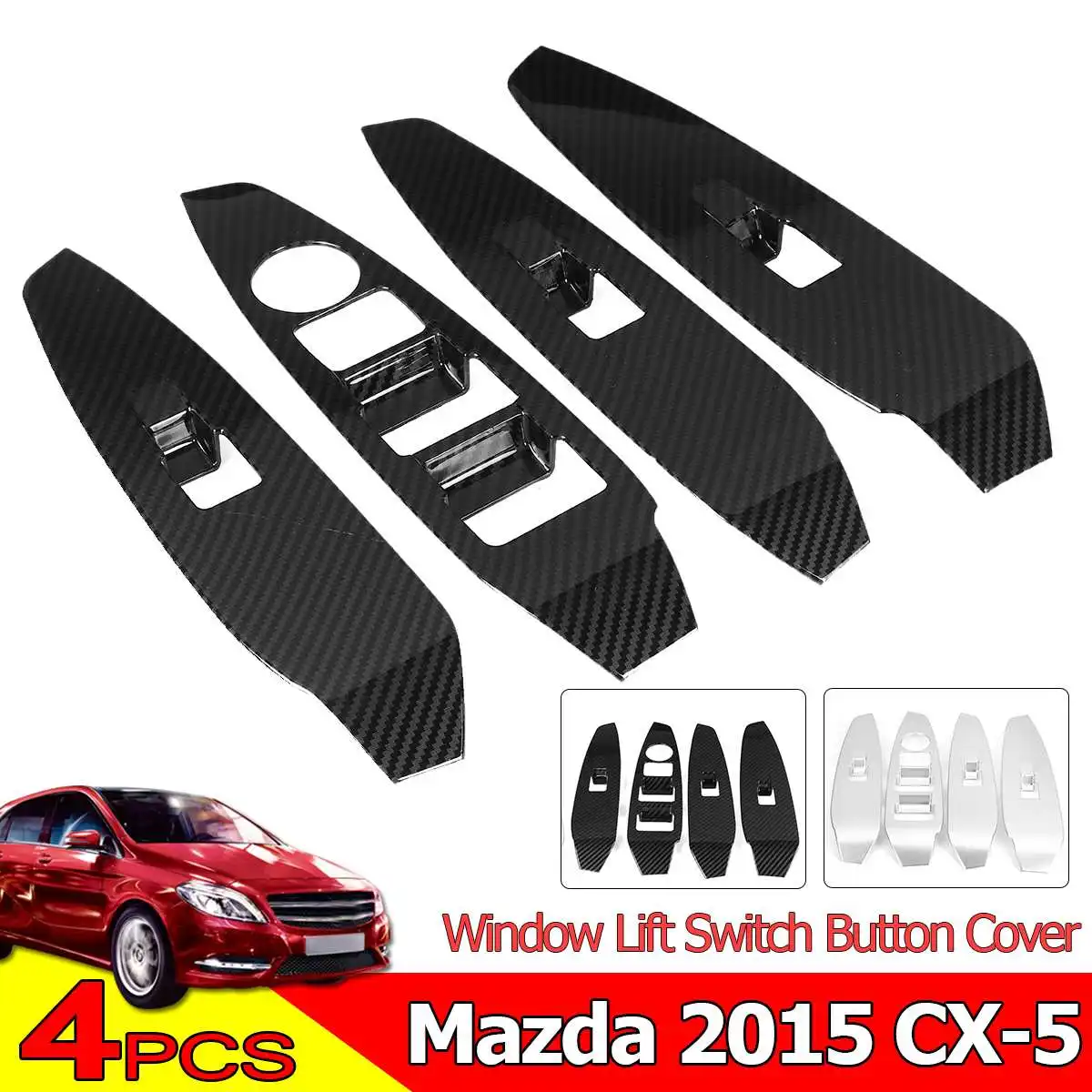 

Подходит для Mazda 2015 CX-5 4 шт. ABS кнопки переключения боковых дверей и окон автомобиля, крышка для литья, Стайлинг автомобиля