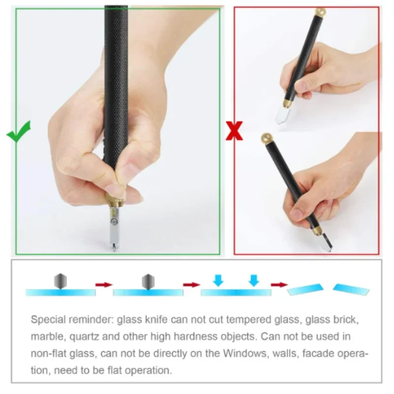 5pcs Durable Glass Tile Cutter Lightweight Pencil Style Mirror Cutter; Breaking Hand Tools for Glazed Tiles Mirror Glass DIY 6
