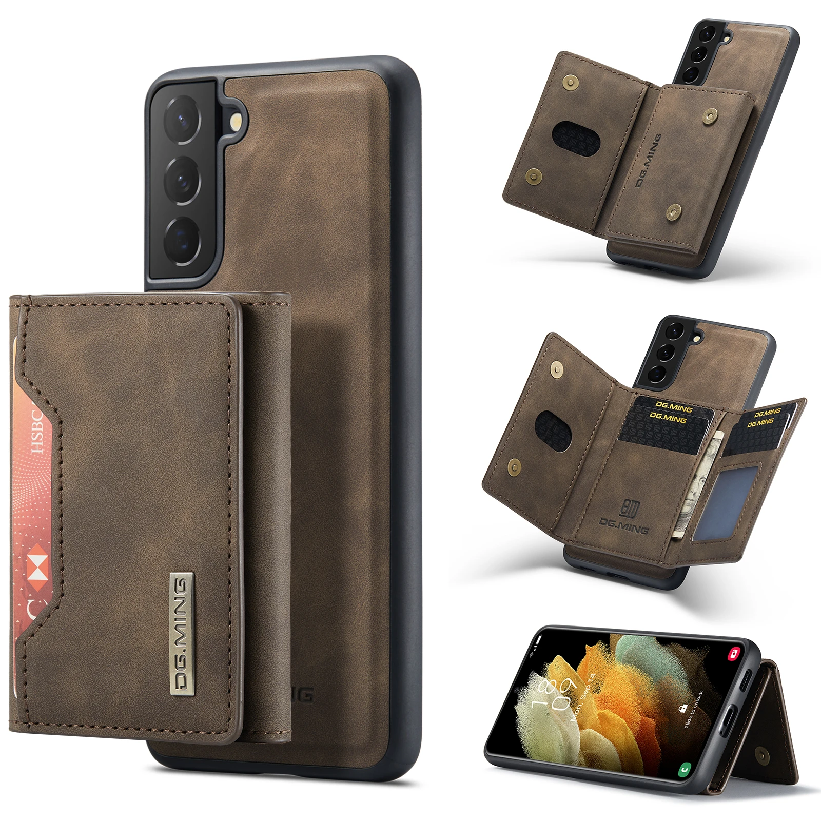 For Samsung S22 S21 S20 Plus S20 S21 FE Note20 Ultra S20 S21 S22 Ultra Detechable Magnetic Leather Phone Case WITH Card Holder samsung s22 ultra case
