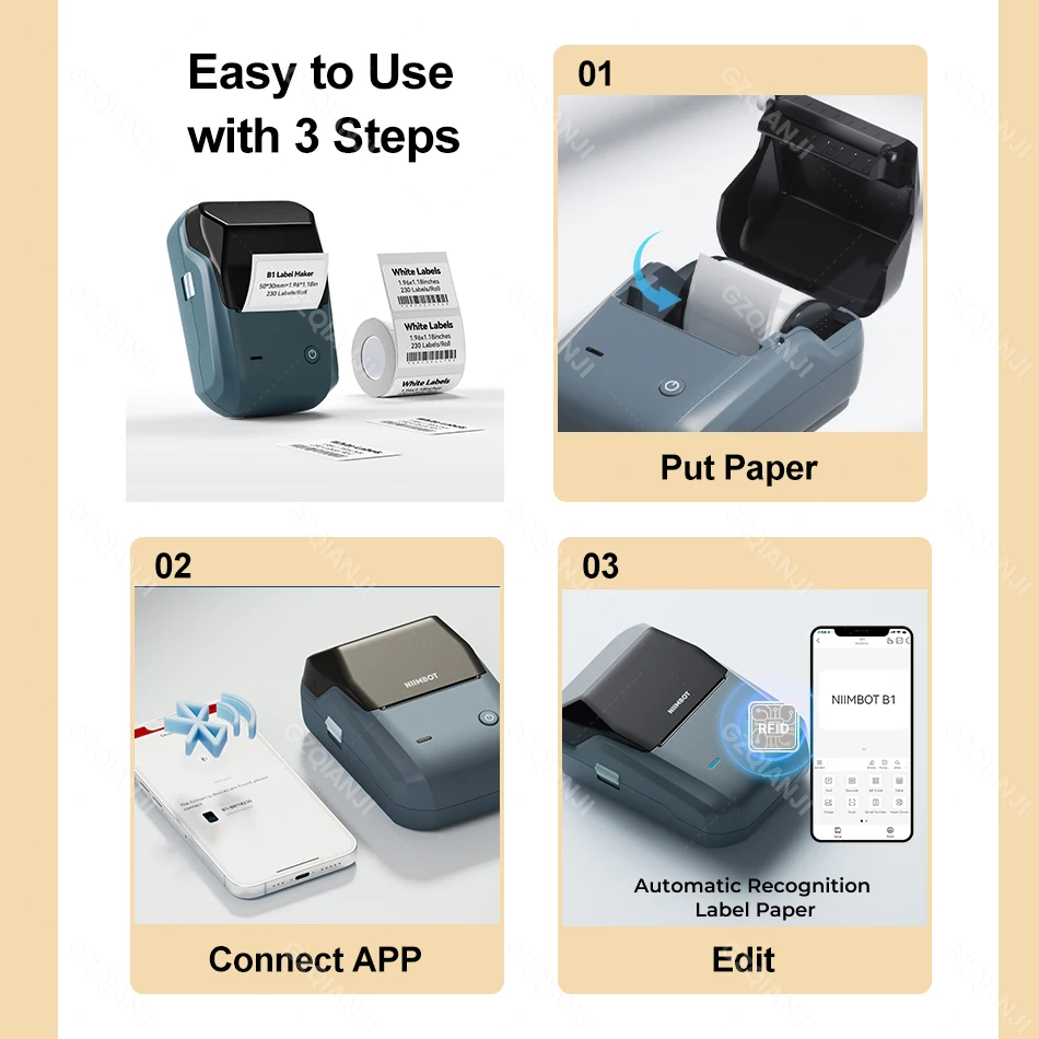 NIIMBOT B1 New Color Label Maker Portable Handheld Thermal Printer Images Barcode QR Code Printing Sticker Paper Machine 58mm