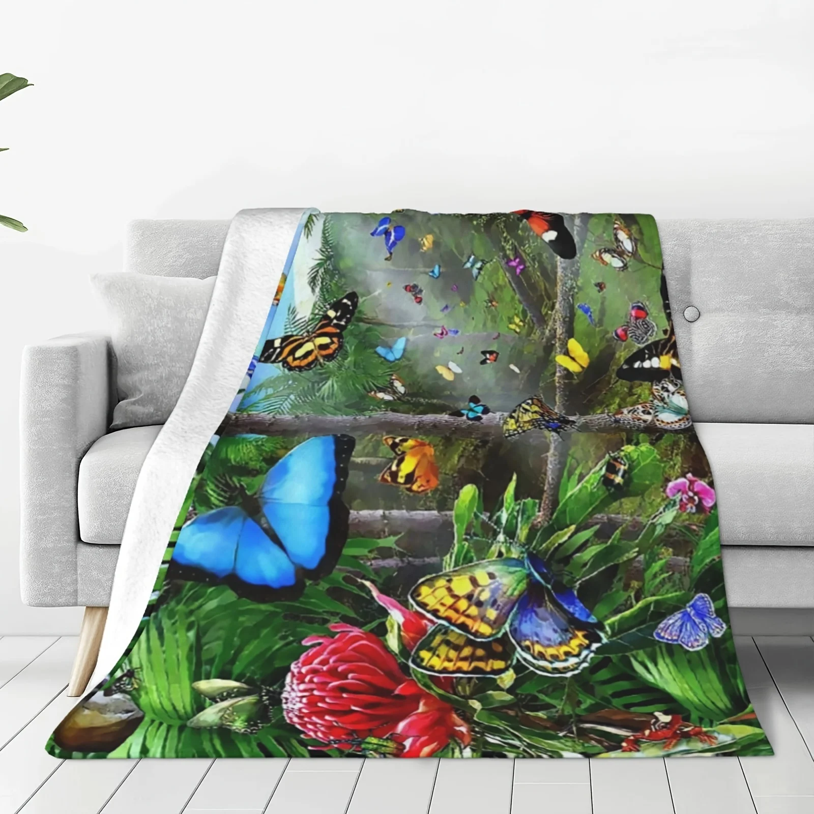 

Tropical Butterflies Blanket Print Home Decor Soft Warm Throw Blanket Couch Sofa Bed Ultra-Soft Micro Fleece Blanket