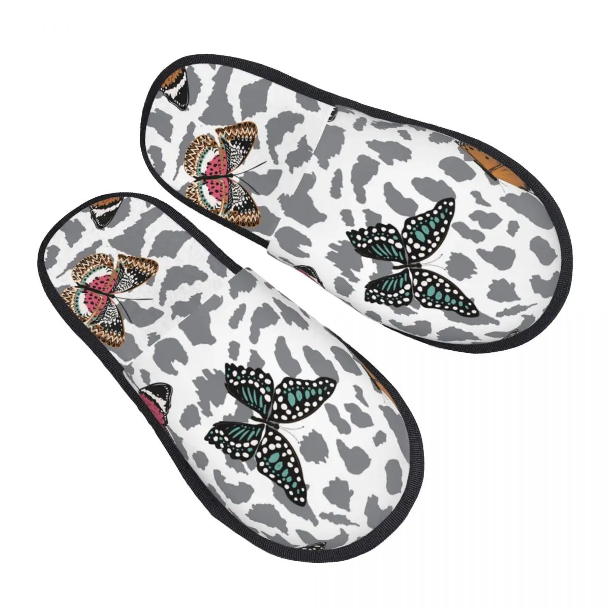 

Winter Women Men Non-Slip Flat Slippers Fashion Flying Animal Leopard Skin Indoor Fur Soft Warm Shoes