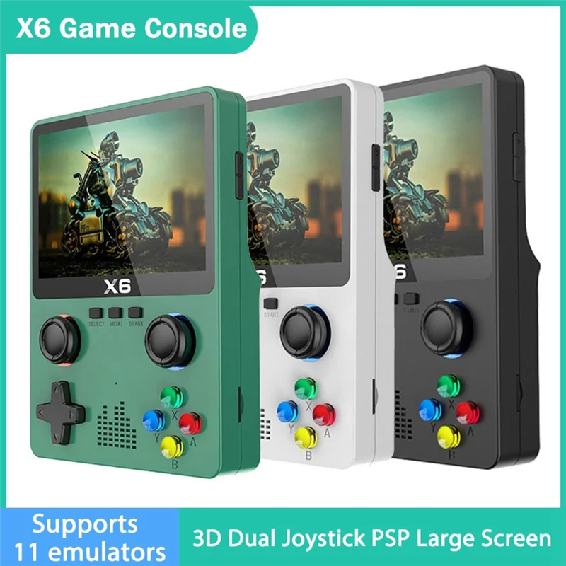 휴대용 X6 휴대용 게임 플레이어, 3.5 인치 IPS 스크린, 11 시뮬레이터 비디오 게임 콘솔, 어린이용 선물-녹색